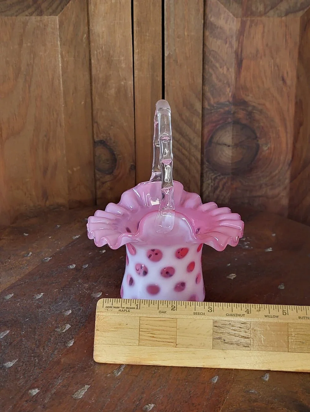 Pink Polka Glass Basket